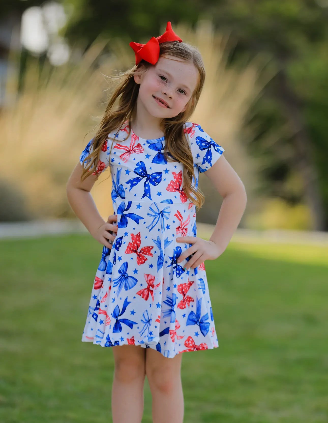 Girls Americana Bow Dress