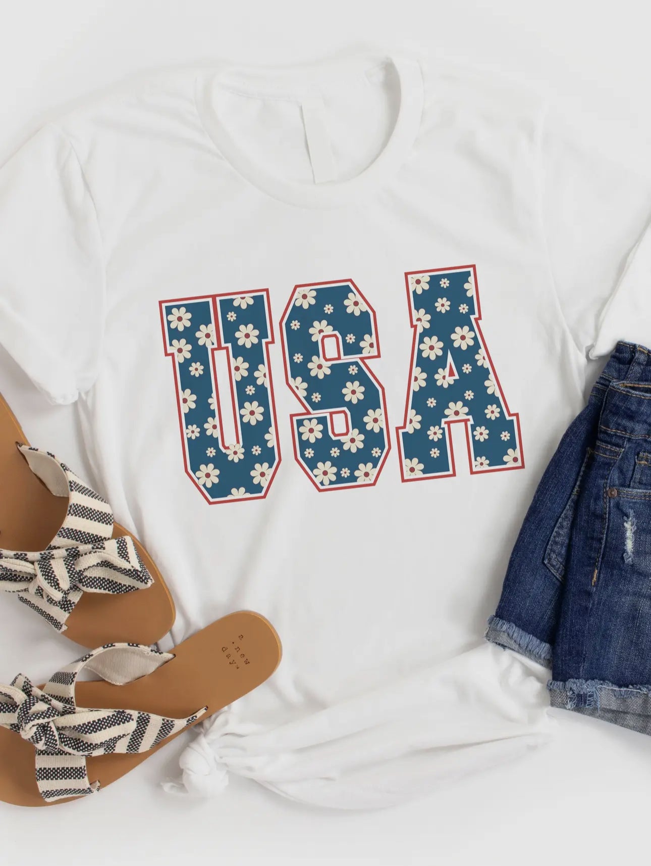 Floral USA Tee