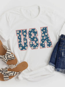 Floral USA Tee