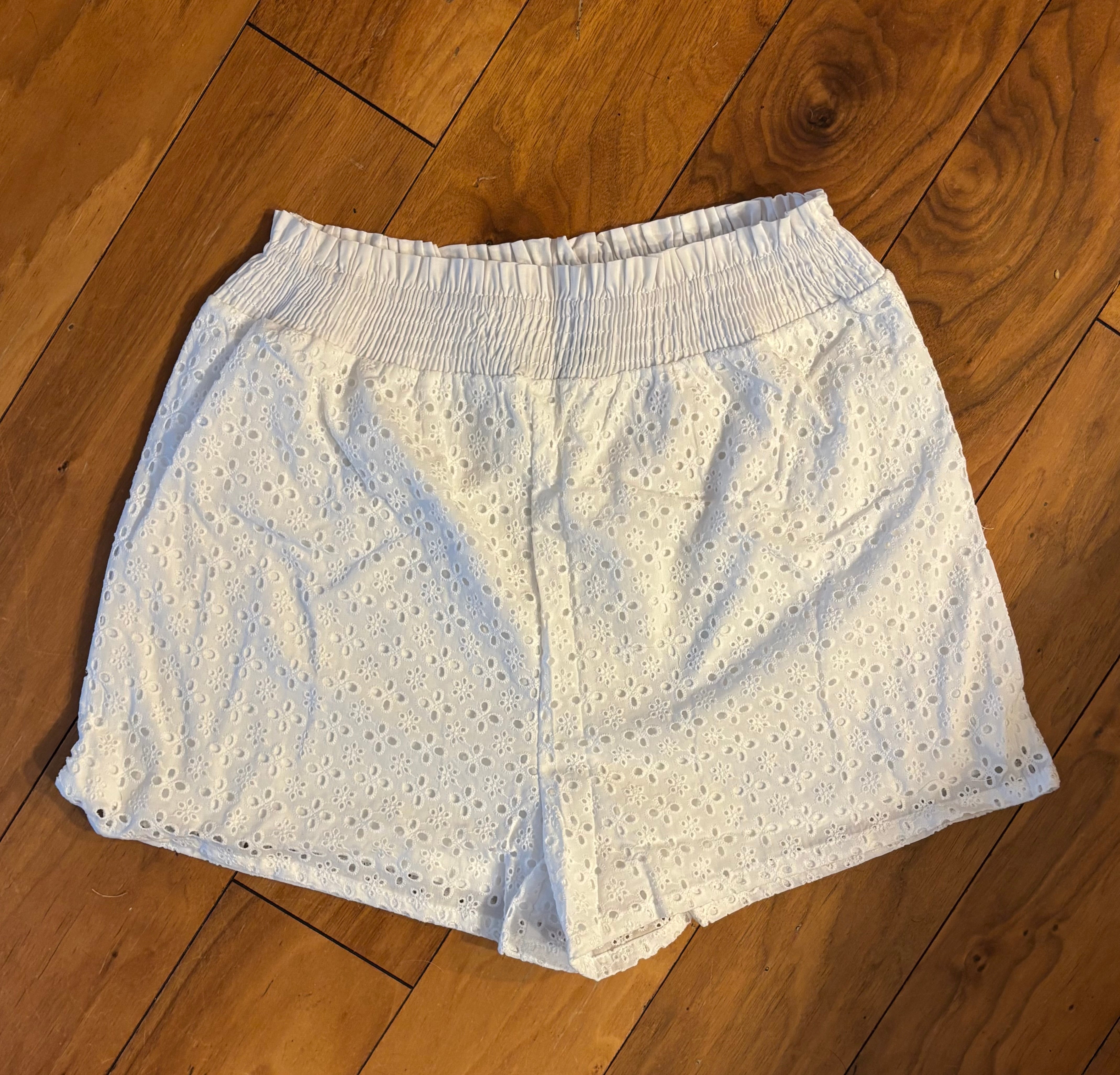Smocked Eyelet Shorts