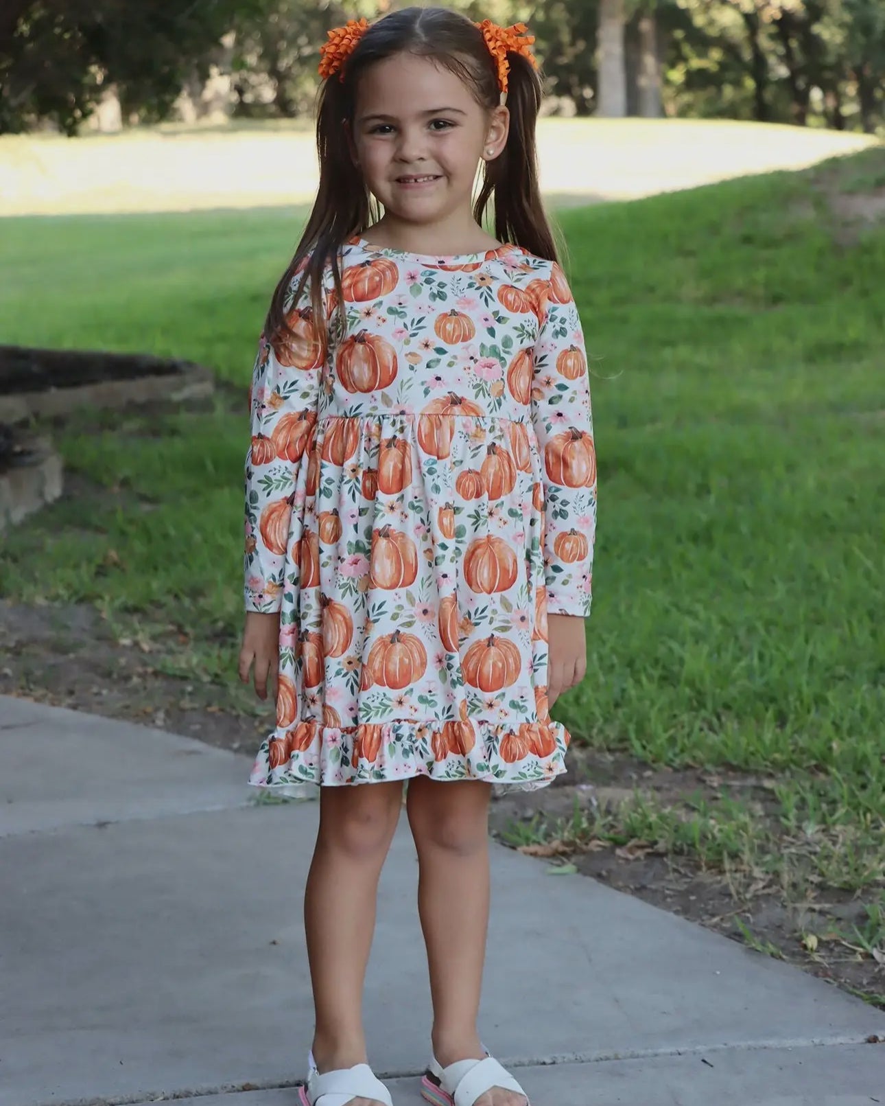 Pumpkin Long Sleeve Dress