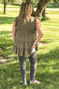 Ruffle Sleeve Tunic Top