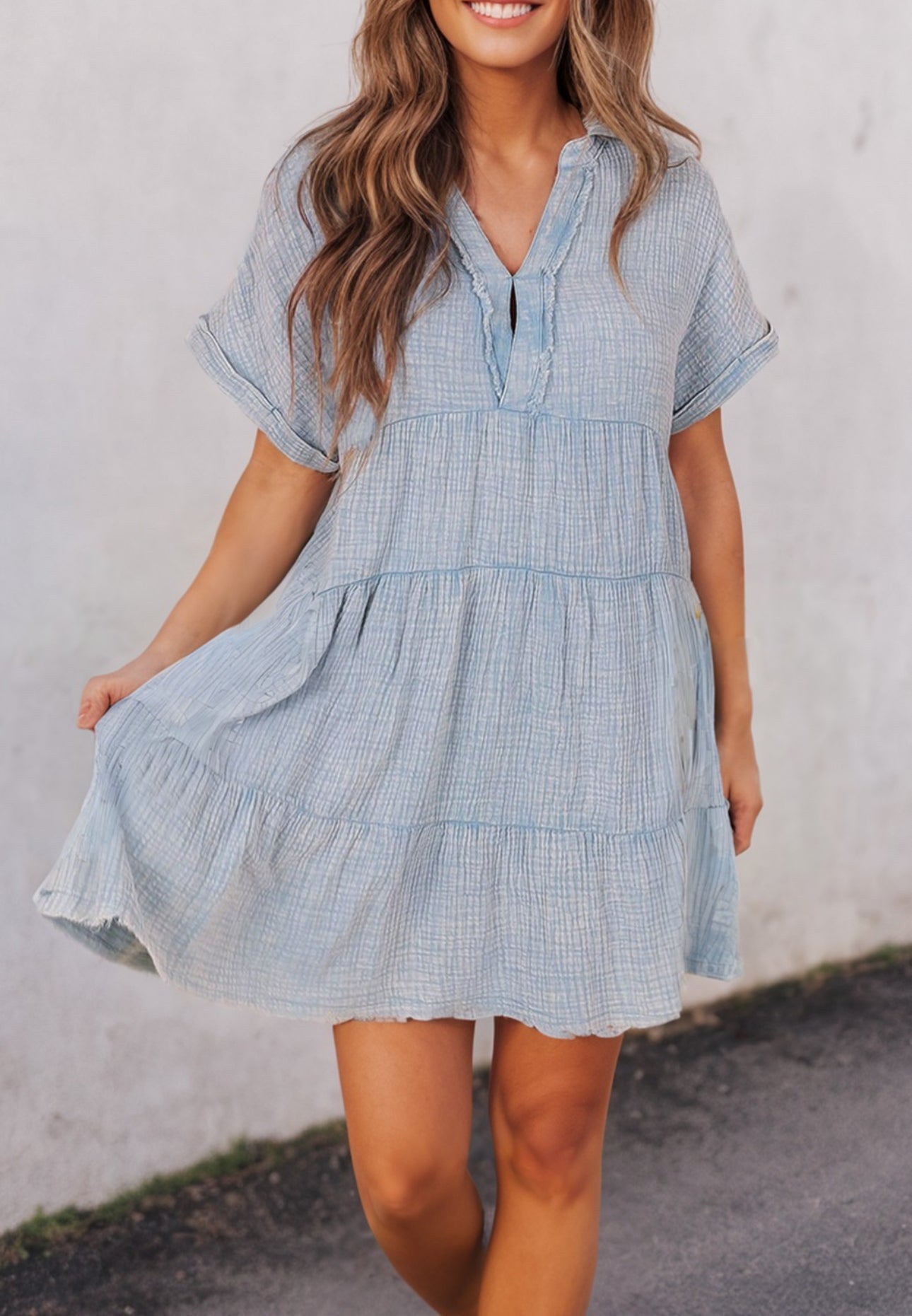 Crinkle Tiered Dress