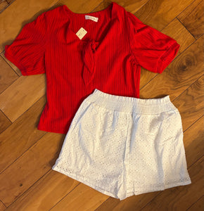 Smocked Eyelet Shorts