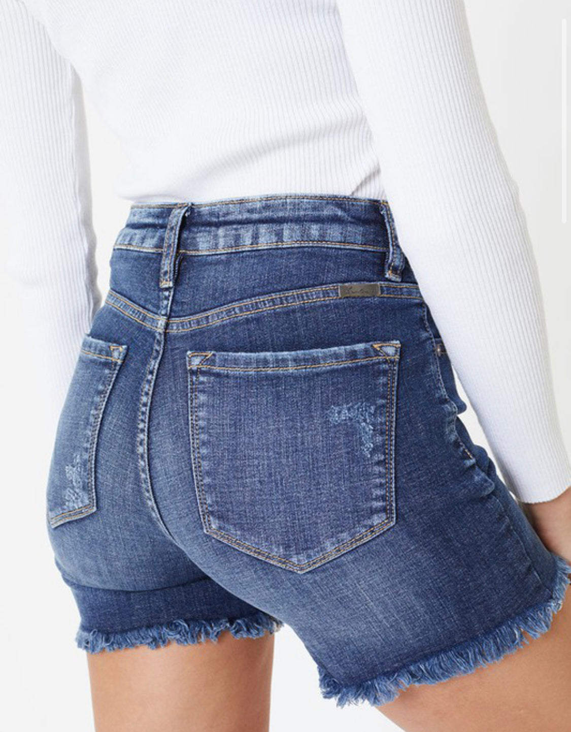 High Rise Frayed Hem Shorts