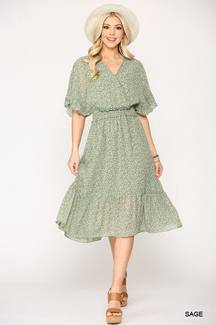 Chiffon Floral Sleeve Dress