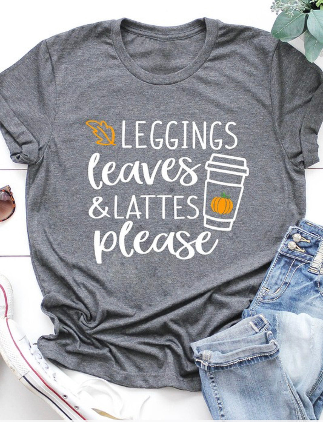 Leggings, Leaves Graphic Tee